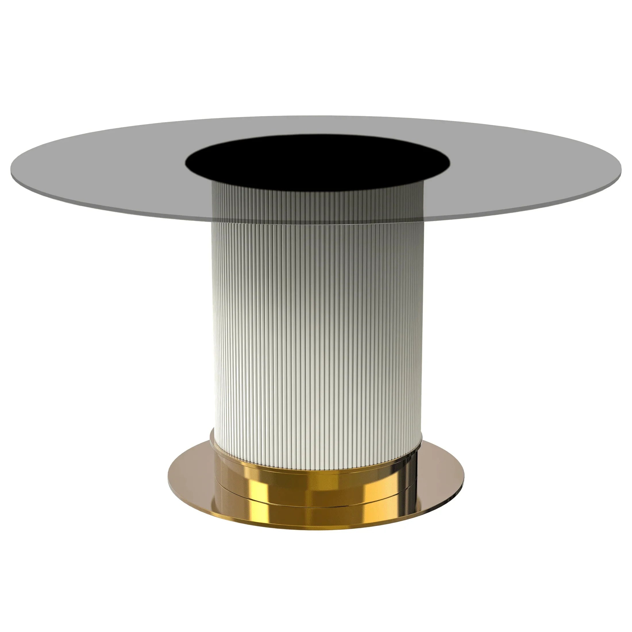 Jexis Round Dining Table with Glass/Sintered Stone Top and Stainless Steel Pedestal Base - Elax Furniture