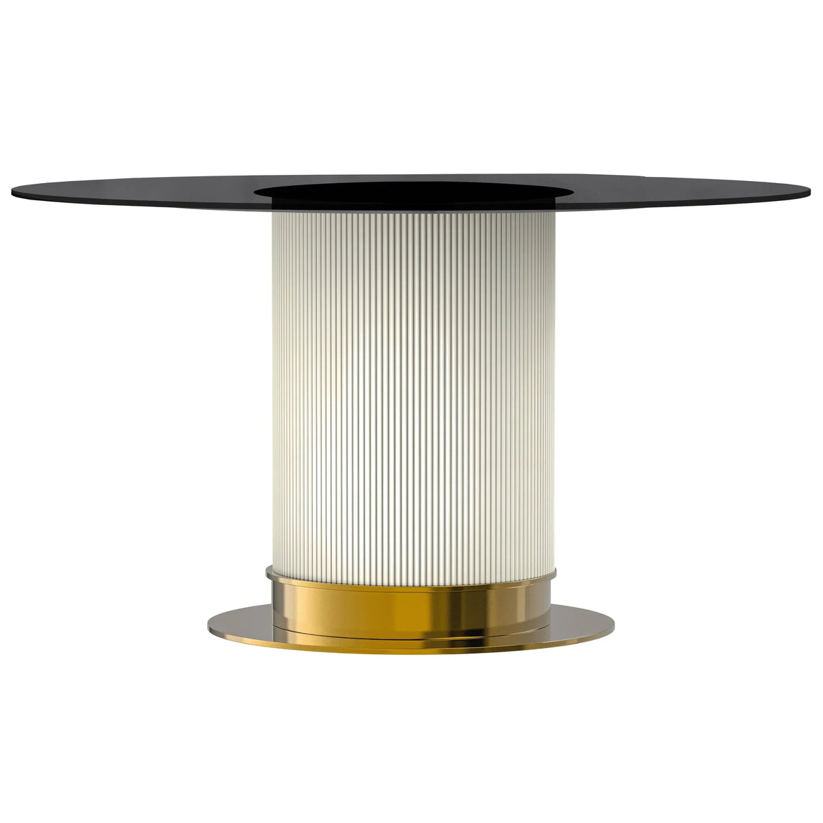 Jexis Round Dining Table with Glass/Sintered Stone Top and Stainless Steel Pedestal Base - Elax Furniture