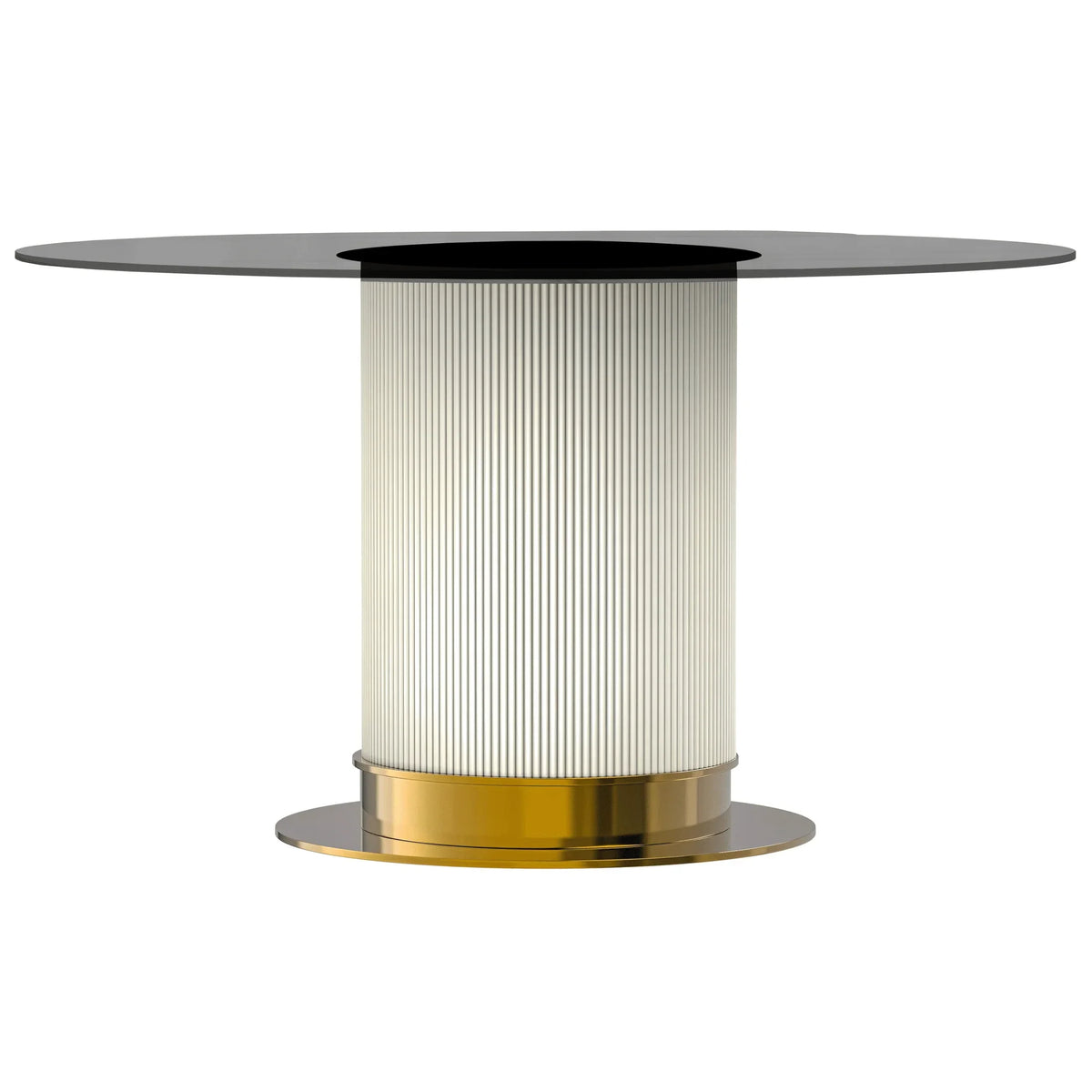 Jexis Round Dining Table with Glass/Sintered Stone Top and Stainless Steel Pedestal Base - Elax Furniture