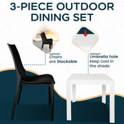 Kent Mid-Century Modern Weave Design 3-Piece Outdoor Patio Dining Set - Elax Furniture