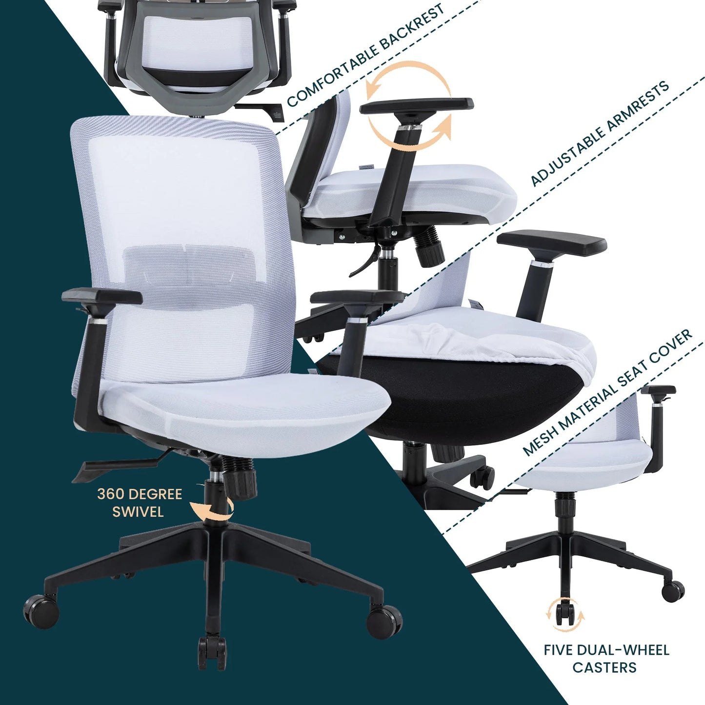 Ingram Ergonomic Modern Office Mesh Task Chair With Adjustable Height - Elax Furniture