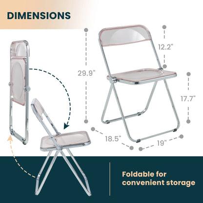 Lawrence Acrylic Folding Chair With Metal Frame Set of 2 - Elax Furniture