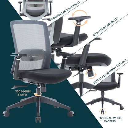 Ingram Ergonomic Modern Office Mesh Task Chair With Adjustable Height - Elax Furniture