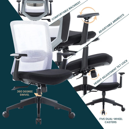 Ingram Ergonomic Modern Office Mesh Task Chair With Adjustable Height - Elax Furniture