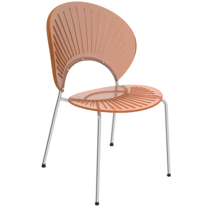 Opulent Modern Plastic Dining Chair in Chrome Metal Legs - Elax Furniture