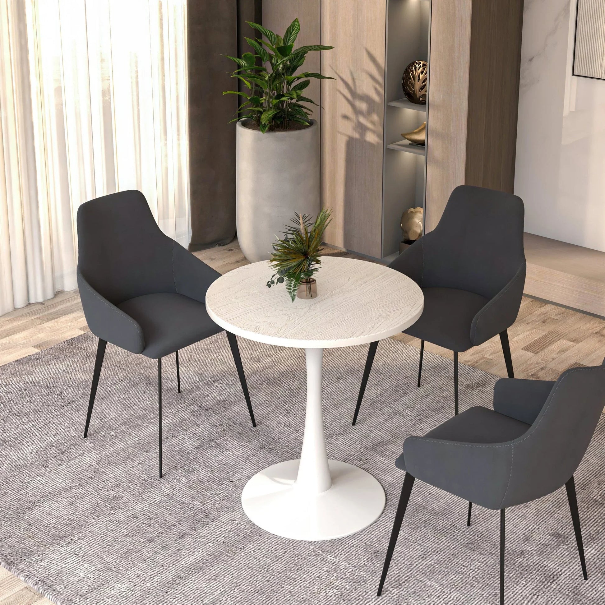 Bristol 27" Round Dining Table with MDF Tableop and White Iron Base - Elax Furniture