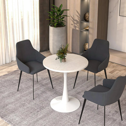 Bristol 27" Round Dining Table with MDF Tableop and White Iron Base - Elax Furniture