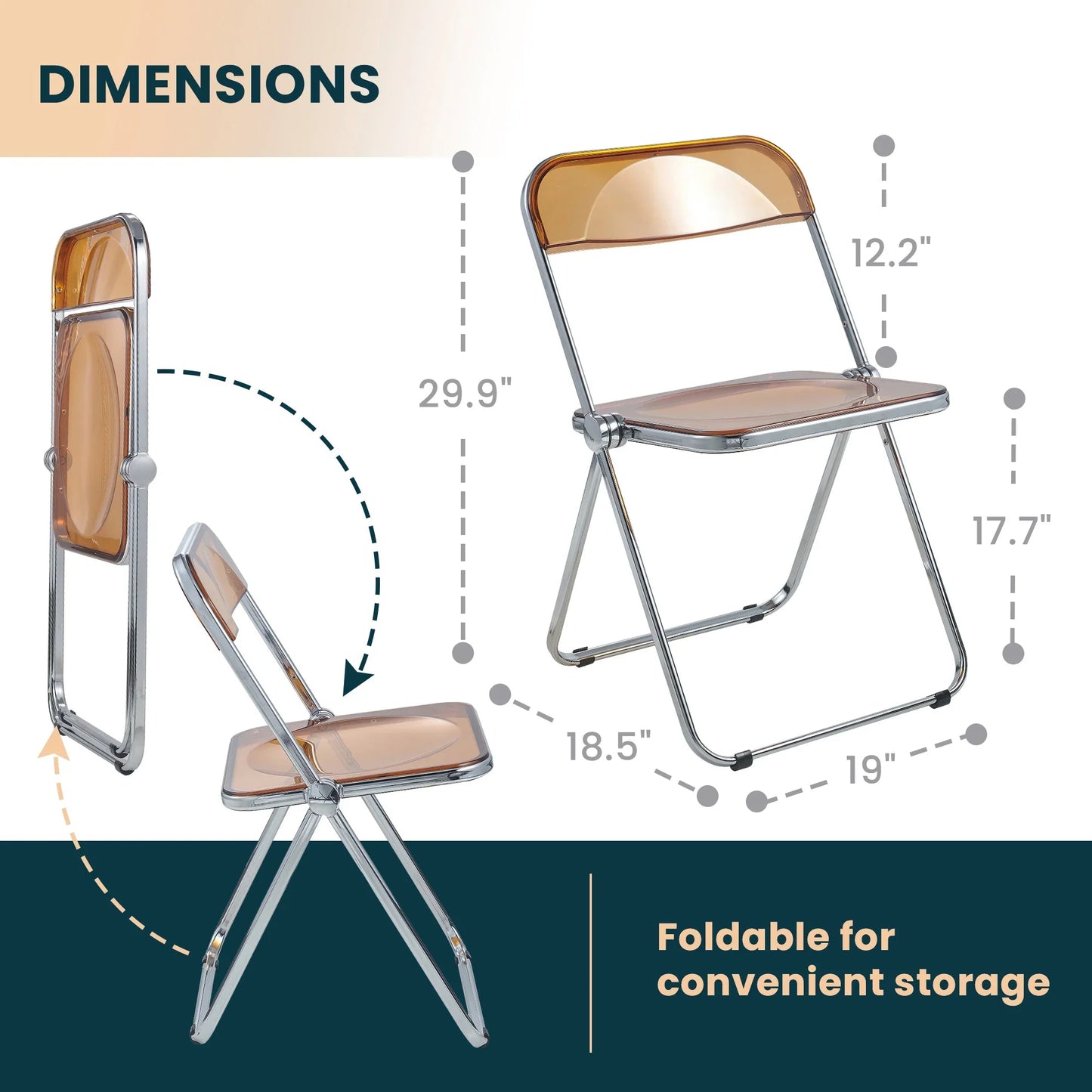 Lawrence Acrylic Folding Chair With Metal Frame Set of 4 - Elax Furniture
