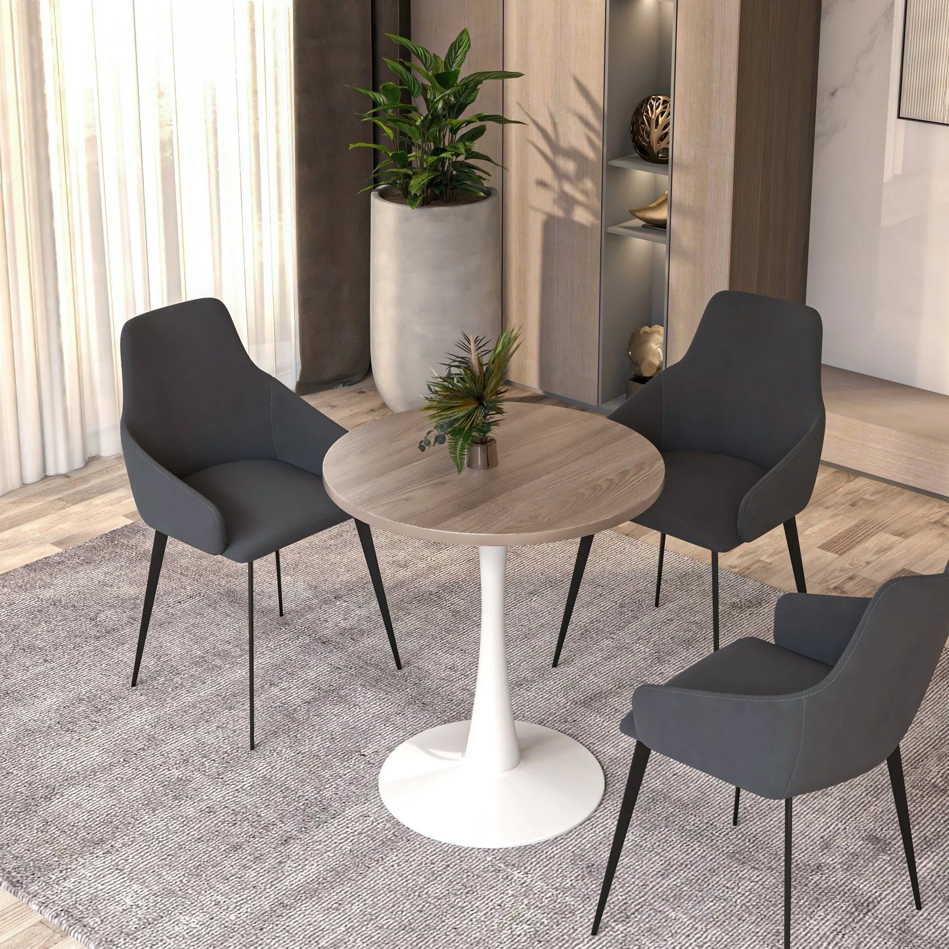 Bristol 27" Round Dining Table with MDF Tableop and White Iron Base - Elax Furniture