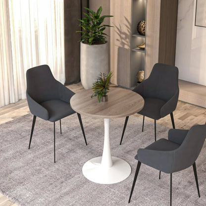 Bristol 27" Round Dining Table with MDF Tableop and White Iron Base - Elax Furniture