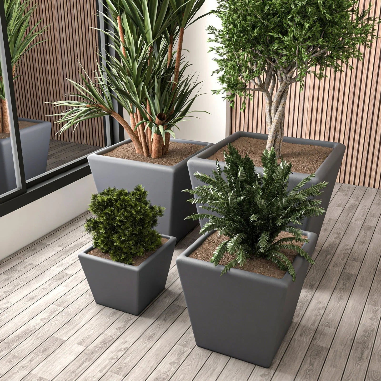 Blossom 4-Piece Fiberstone, Tapered Square Planter Set - Elax Furniture