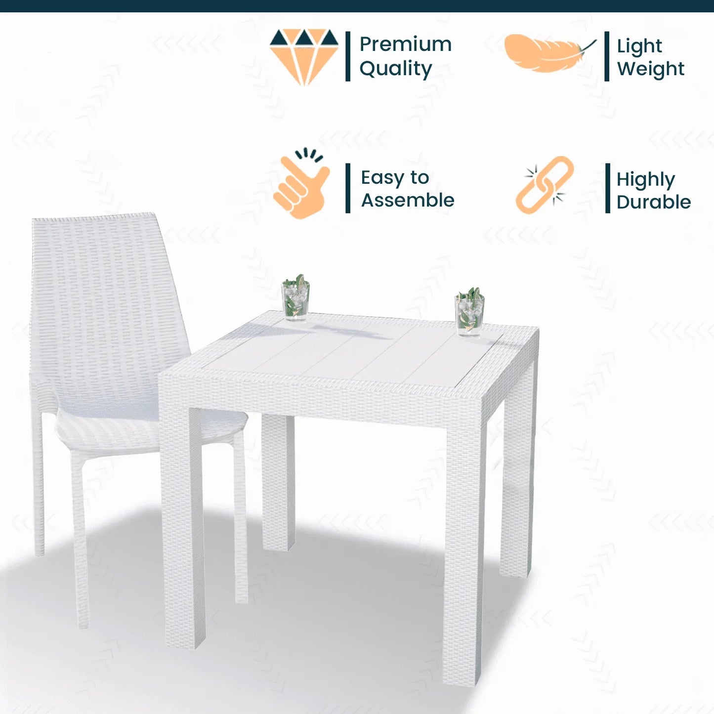 Kent Mid-Century Modern Weave Design 3-Piece Outdoor Patio Dining Set - Elax Furniture