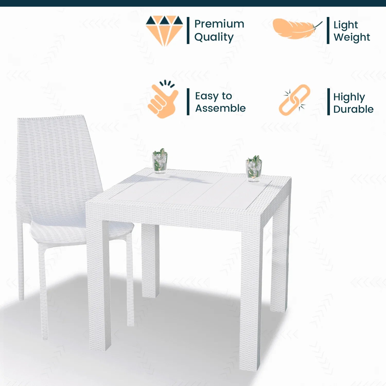 Kent Mid-Century Modern Weave Design 3-Piece Outdoor Patio Dining Set - Elax Furniture