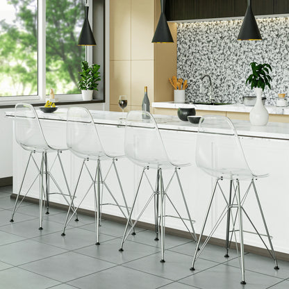 Cresco Modern Acrylic Barstool in Chrome Base for Kitchen and Dining Room - Elax Furniture