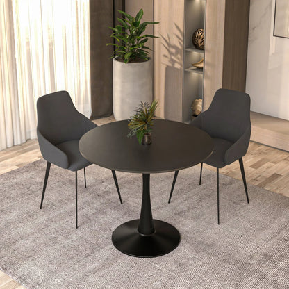 Bristol 32" Round Dining Table with Wood Top and Iron Pedestal Base - Elax Furniture