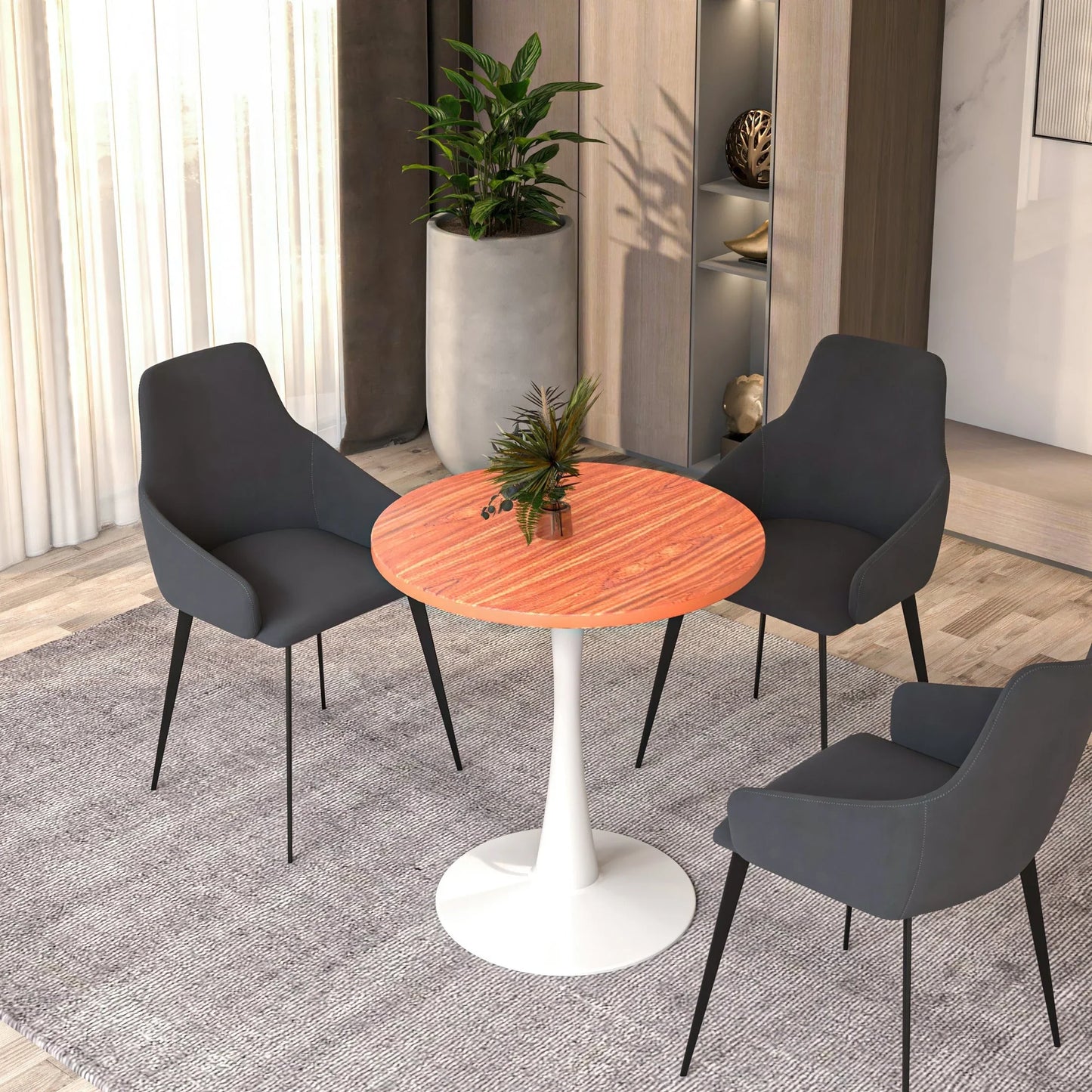 Bristol 27" Round Dining Table with MDF Tableop and White Iron Base - Elax Furniture