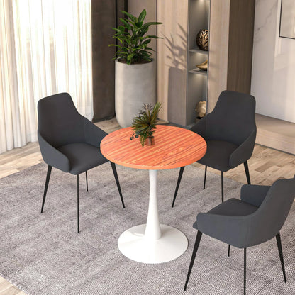 Bristol 27" Round Dining Table with MDF Tableop and White Iron Base - Elax Furniture
