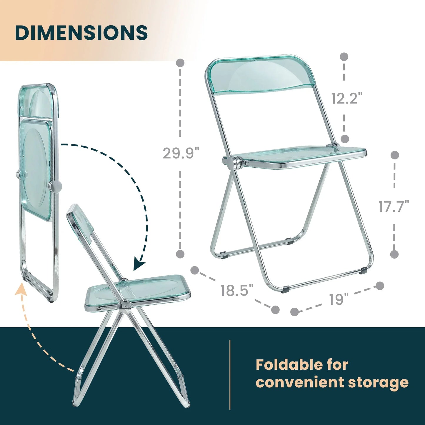 Lawrence Acrylic Folding Chair With Metal Frame Set of 4 - Elax Furniture