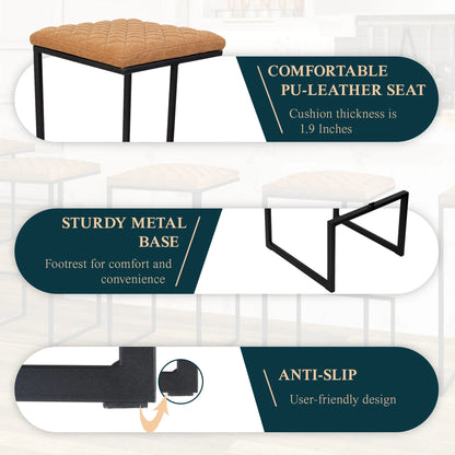 Quincy Leather Bar Stools With Metal Frame - Elax Furniture