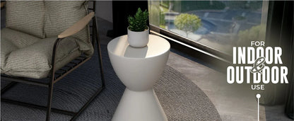 LeisureMod Loft Collection Fiberglass Outdoor Side Table in Moss Grey - Elax Furniture