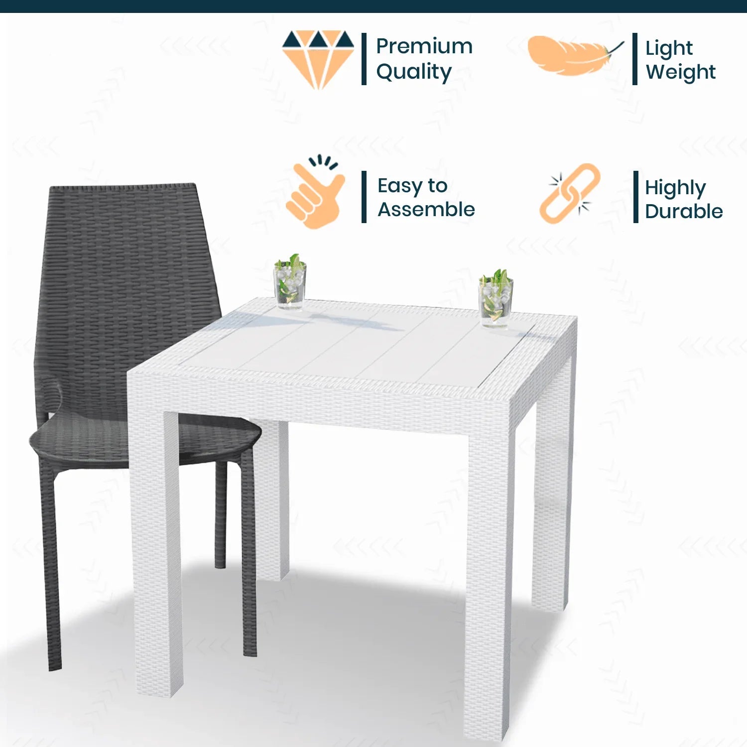 Kent Mid-Century Modern Weave Design 3-Piece Outdoor Patio Dining Set - Elax Furniture