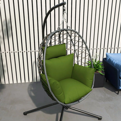 Summit Outdoor Single Person Egg Swing Chair in Grey Steel Frame With Removable Cushions - Elax Furniture