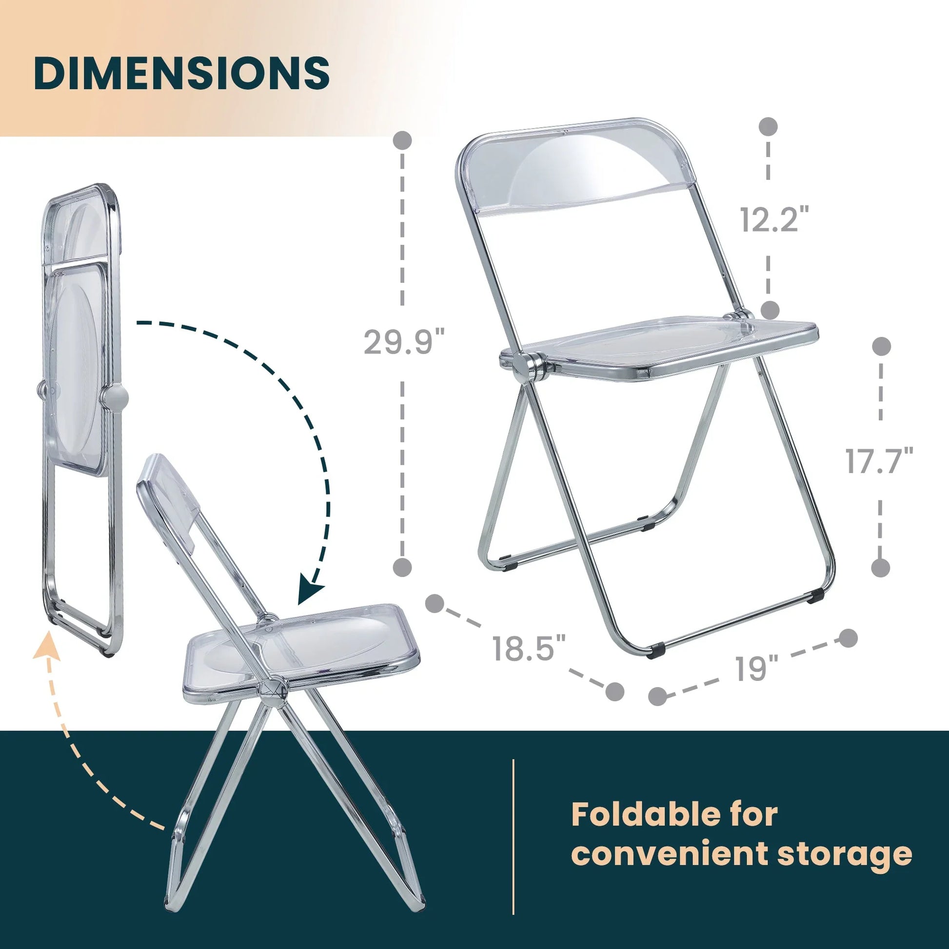 Lawrence Acrylic Folding Chair With Metal Frame Set of 2 - Elax Furniture