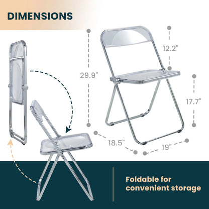 Lawrence Acrylic Folding Chair With Metal Frame Set of 2 - Elax Furniture