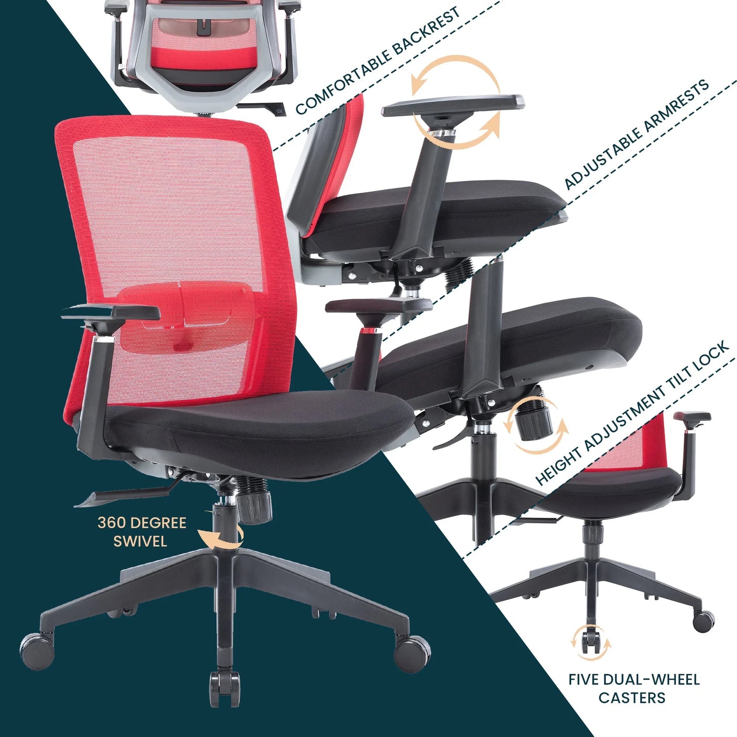 Ingram Ergonomic Modern Office Mesh Task Chair With Adjustable Height - Elax Furniture