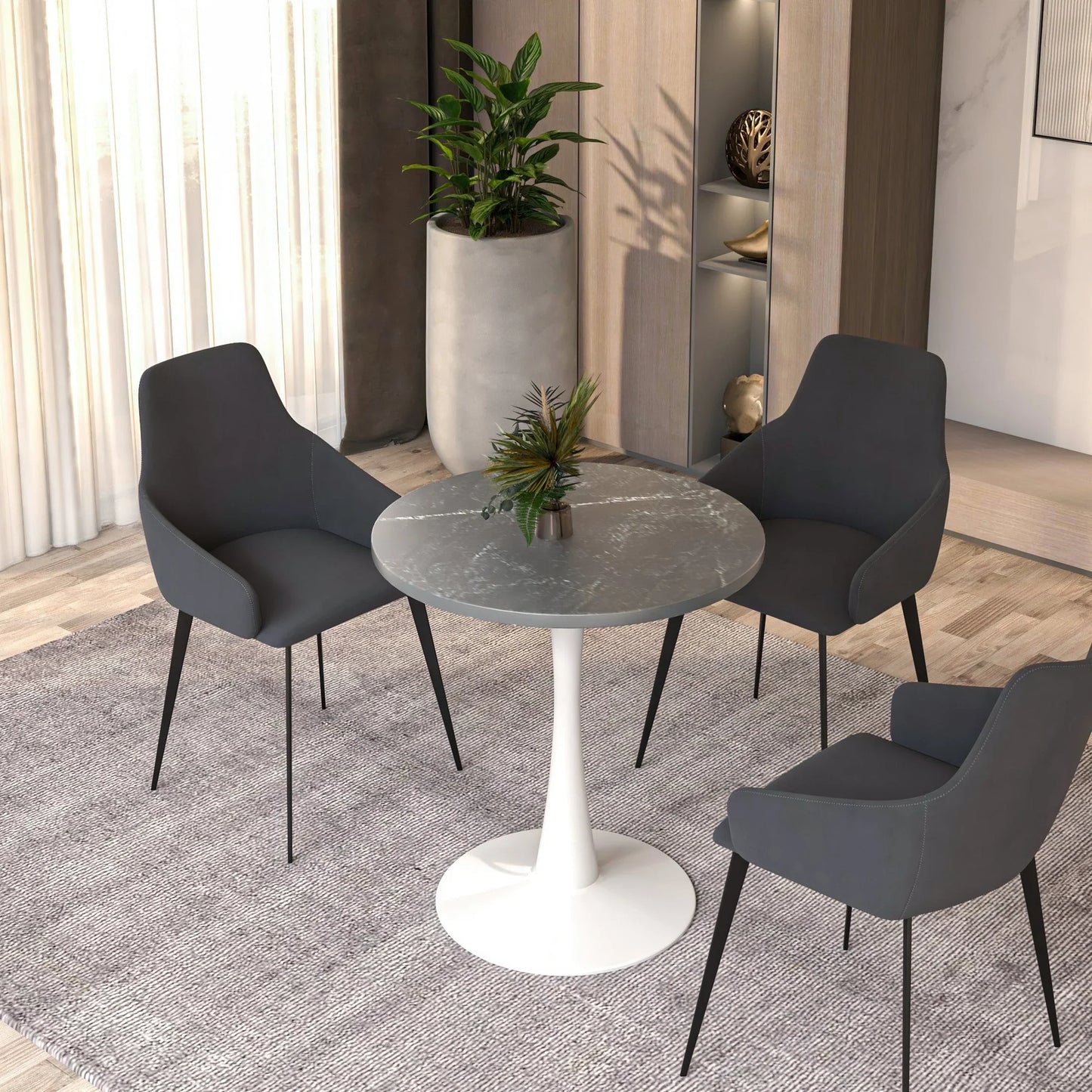Bristol 27" Round Dining Table with MDF Tableop and White Iron Base - Elax Furniture