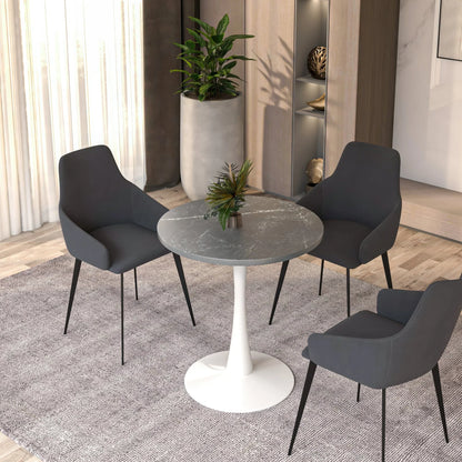 Bristol 27" Round Dining Table with MDF Tableop and White Iron Base - Elax Furniture