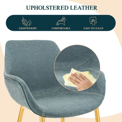 Markley Modern Leather Dining Arm Chair With Gold Metal Legs Set of 4 - Elax Furniture