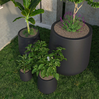 Orchid 4-Piece Tapered Round Planter Pot Set in Fiberstone and Clay Weather Resistant Design - Elax Furniture