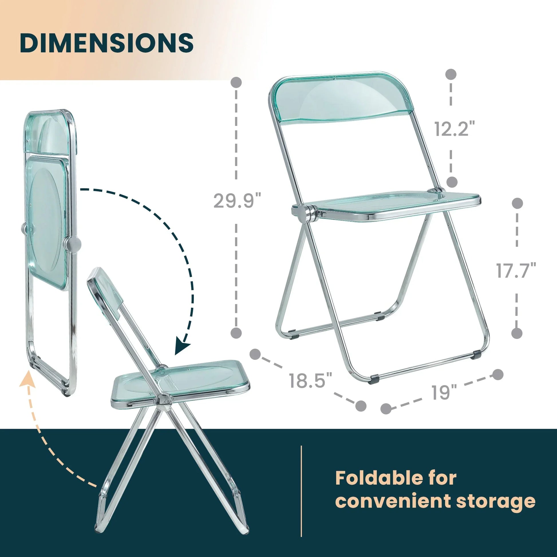 Lawrence Acrylic Folding Chair With Metal Frame Set of 2 - Elax Furniture