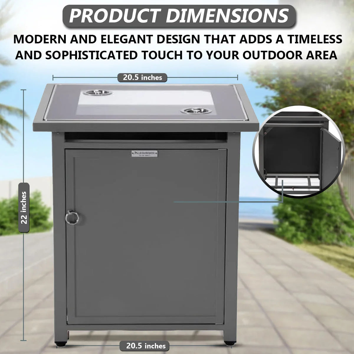 Walbrooke Modern Square Tank Holder Table with Tempered Glass Top and Powder Coated Aluminum - Elax Furniture