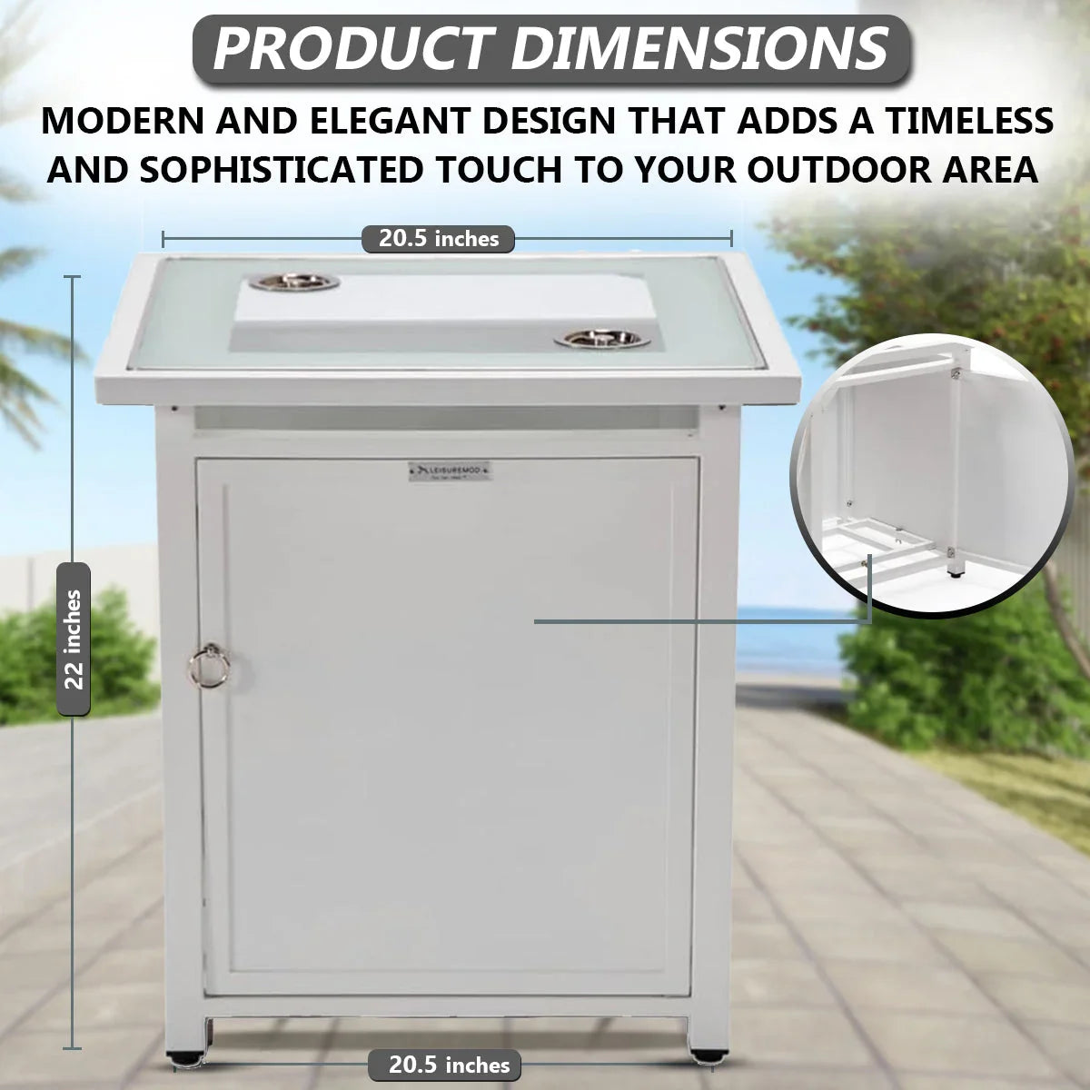 Walbrooke Modern Square Tank Holder Table with Tempered Glass Top and Powder Coated Aluminum - Elax Furniture