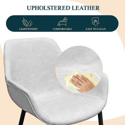 Markley Modern Leather Dining Arm Chair With Metal Legs Set of 2 - Elax Furniture