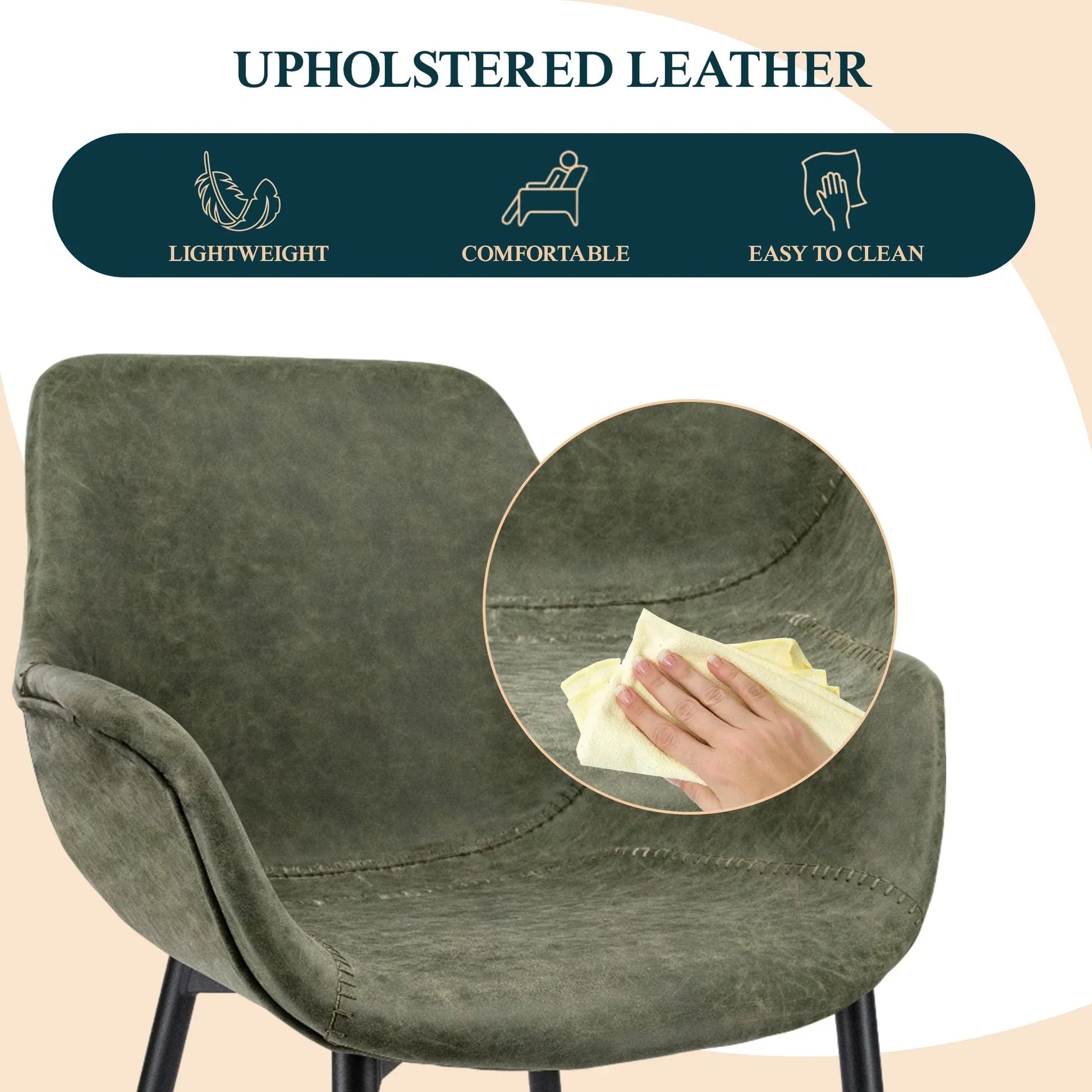 Markley Modern Leather Dining Arm Chair With Metal Legs Set of 2 - Elax Furniture