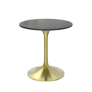 Verve Round Dining Table with MDF/Sintered Stone/Resin Tabletop in Gold Stainless Steel Pedestal Base - Elax Furniture