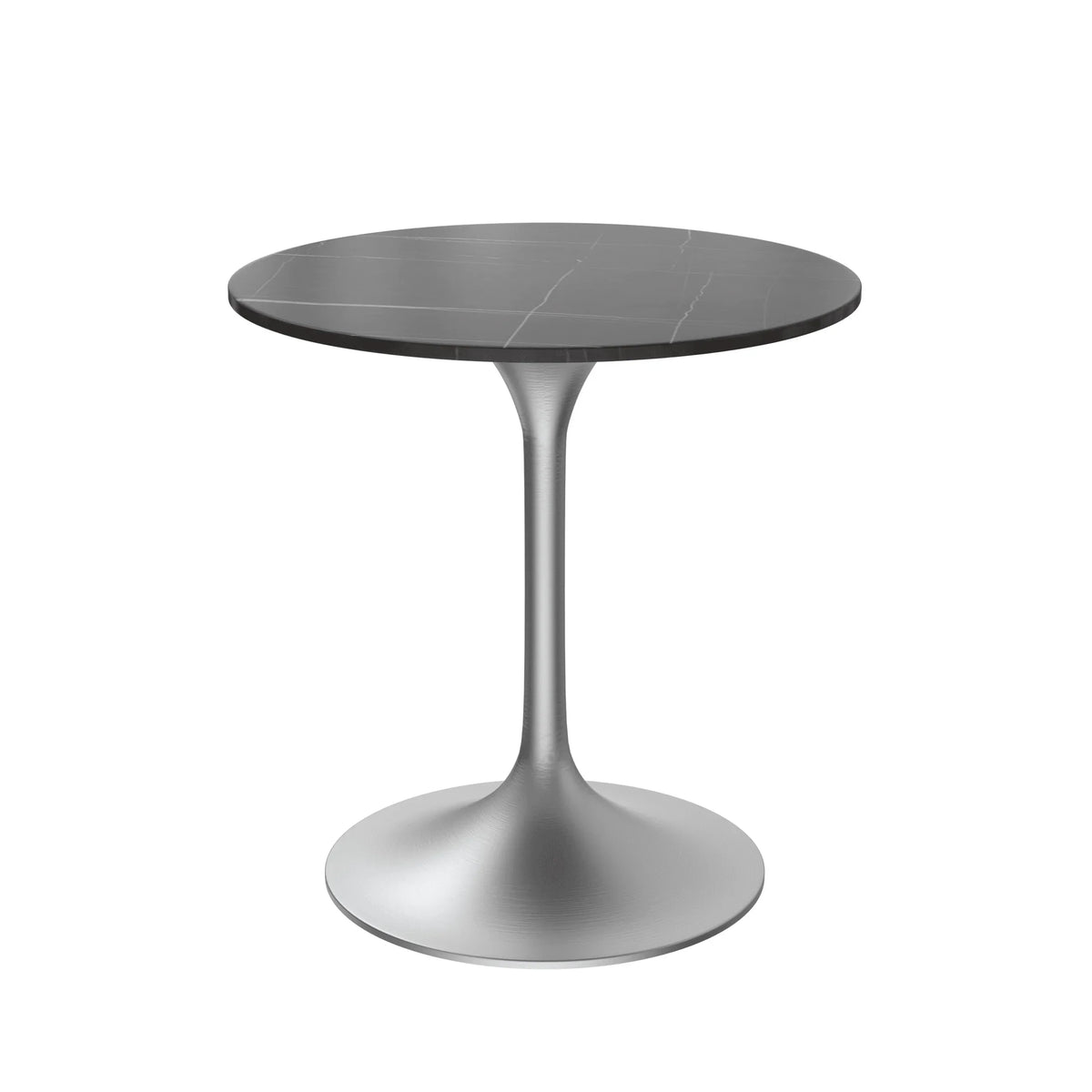 Verve Round Dining Table with MDF/Sintered Stone/Resin Tabletop in Silver Stainless Steel Pedestal Base - Elax Furniture
