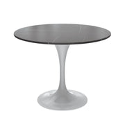Verve Round Dining Table with MDF/Sintered Stone/Resin Tabletop in White Stainless Steel Pedestal Base - Elax Furniture
