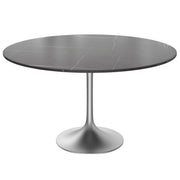 Verve Round Dining Table with MDF/Sintered Stone/Resin Tabletop in Silver Stainless Steel Pedestal Base - Elax Furniture