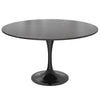 Verve Round Dining Table with MDF/Sintered Stone/Resin Tabletop in Black Stainless Steel Pedestal Base