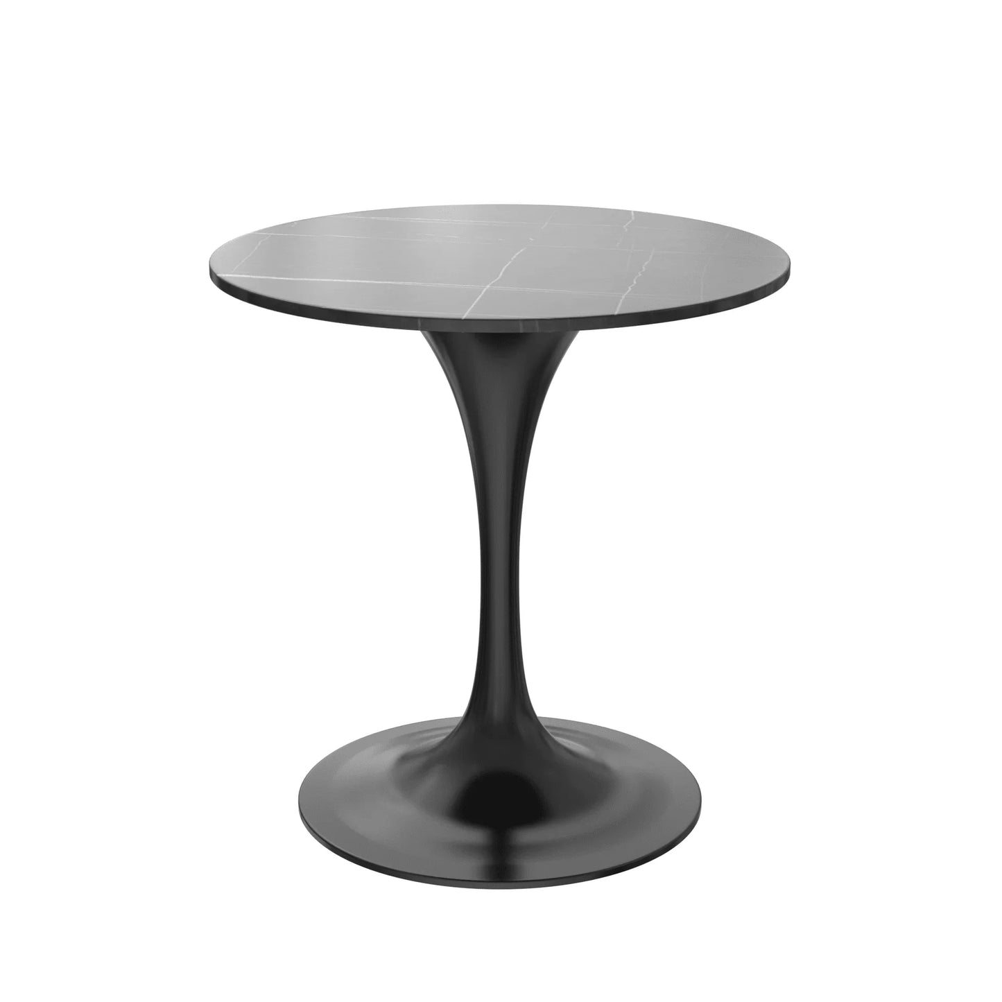 Verve Round Dining Table with MDF/Sintered Stone/Resin Tabletop in Black Stainless Steel Pedestal Base - Elax Furniture