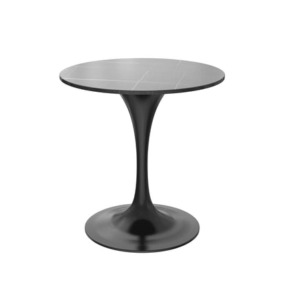 Verve Round Dining Table with MDF/Sintered Stone/Resin Tabletop in Black Stainless Steel Pedestal Base - Elax Furniture