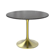 Verve Round Dining Table with MDF/Sintered Stone/Resin Tabletop in Gold Stainless Steel Pedestal Base - Elax Furniture