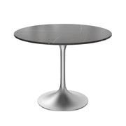 Verve Round Dining Table with MDF/Sintered Stone/Resin Tabletop in Silver Stainless Steel Pedestal Base - Elax Furniture
