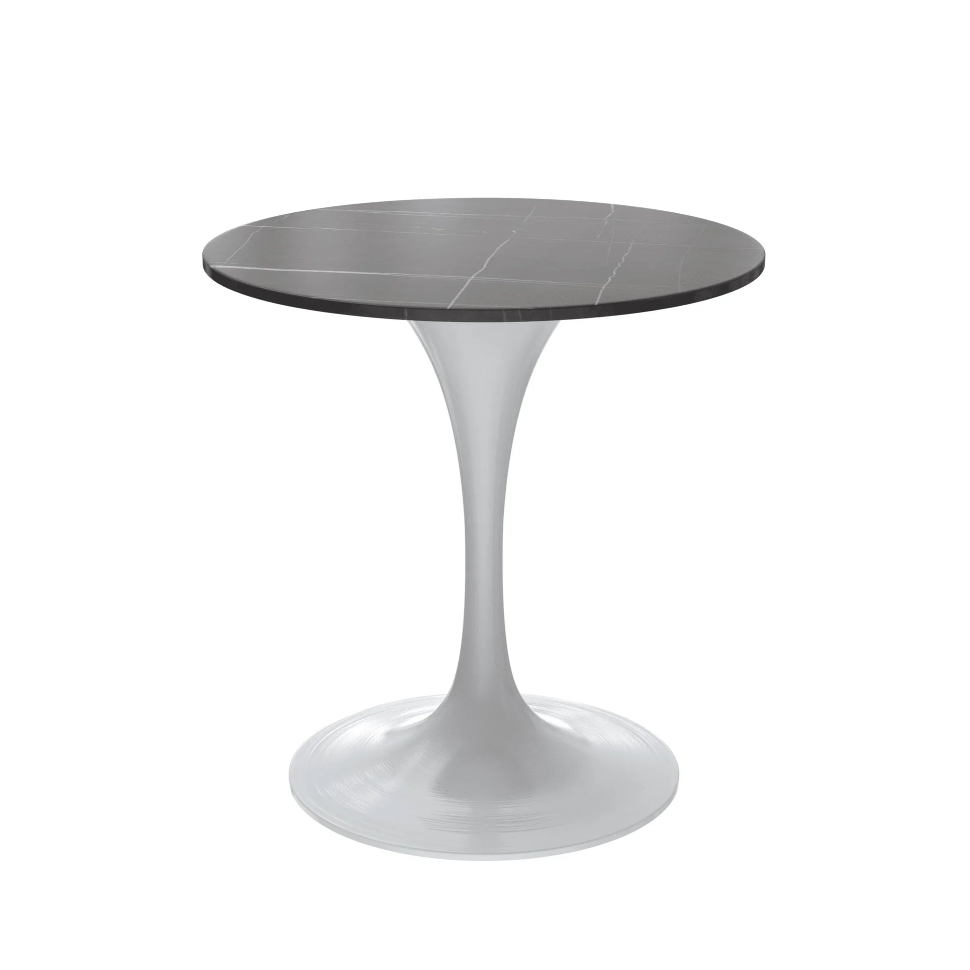 Verve Round Dining Table with MDF/Sintered Stone/Resin Tabletop in White Stainless Steel Pedestal Base - Elax Furniture