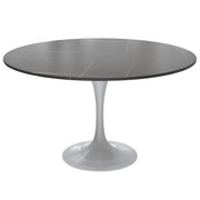 Verve Round Dining Table with MDF/Sintered Stone/Resin Tabletop in White Stainless Steel Pedestal Base - Elax Furniture