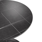 Verve Round Dining Table with MDF/Sintered Stone/Resin Tabletop in Black Stainless Steel Pedestal Base - Elax Furniture